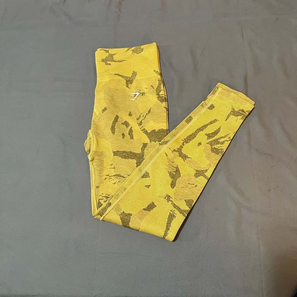 Gymshark Adapt Camo Seamless Leggings Small Yellow Camouflage